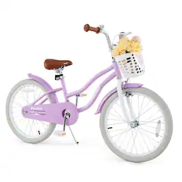 Costway - 20" Kids Bike with Height Adjustable Handlebar & Seat Hand Brake & Coaster Brake - Purple