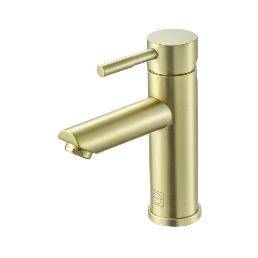Alt View 2. Elegant Kitchen and Bath - Mia Single Hole Single Handle Bathroom Faucet in Brushed Gold - Brushed Gold.