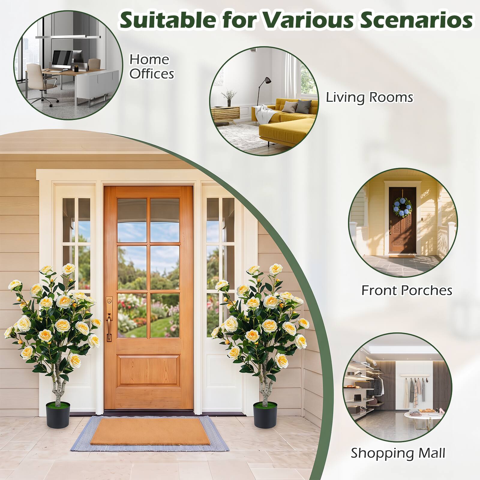 Suitable for Various Scenarios

- Home Offices
- Living Rooms
- Front Porches
- Shopping Mall