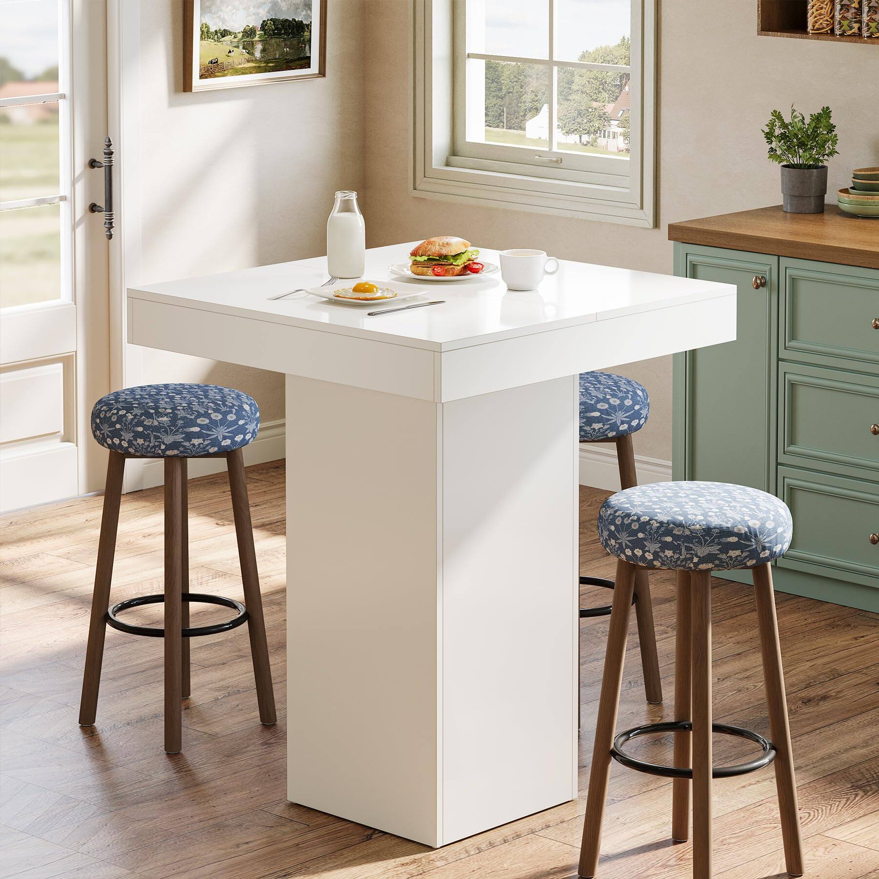 Tribesigns Square Bar Table, Modern Kitchen Dining Table, Counter ...