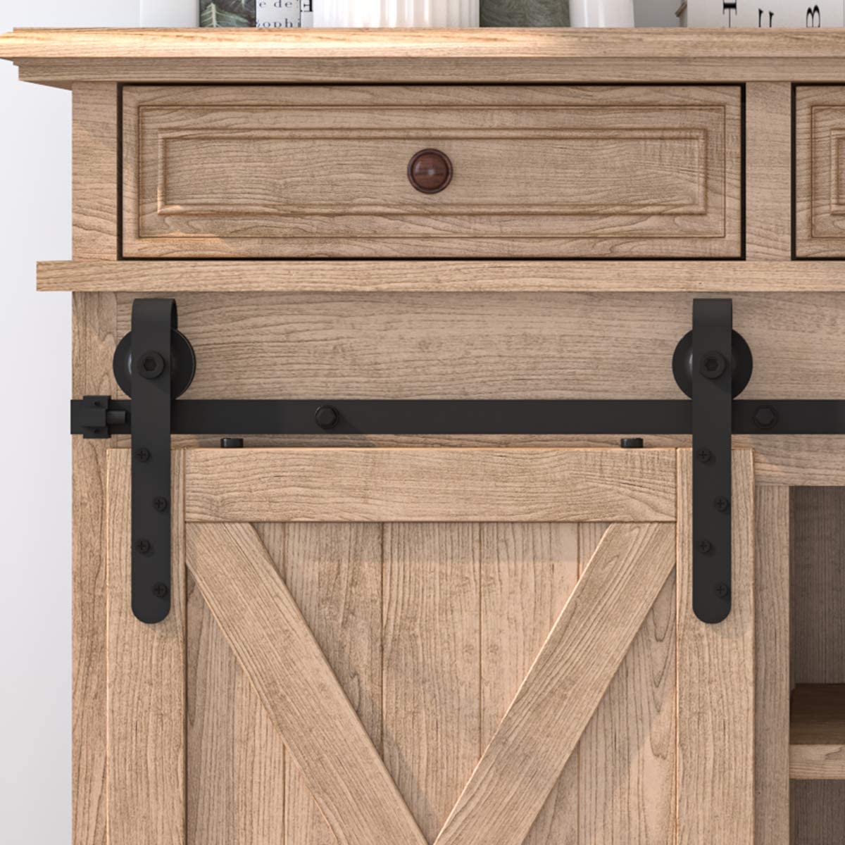 Alt View 2. Boyel Living - 3.3 ft./40 in. Mini Black for Single Door Cabinet Steel Classic Sliding Barn Door Hardware Kit - Black.