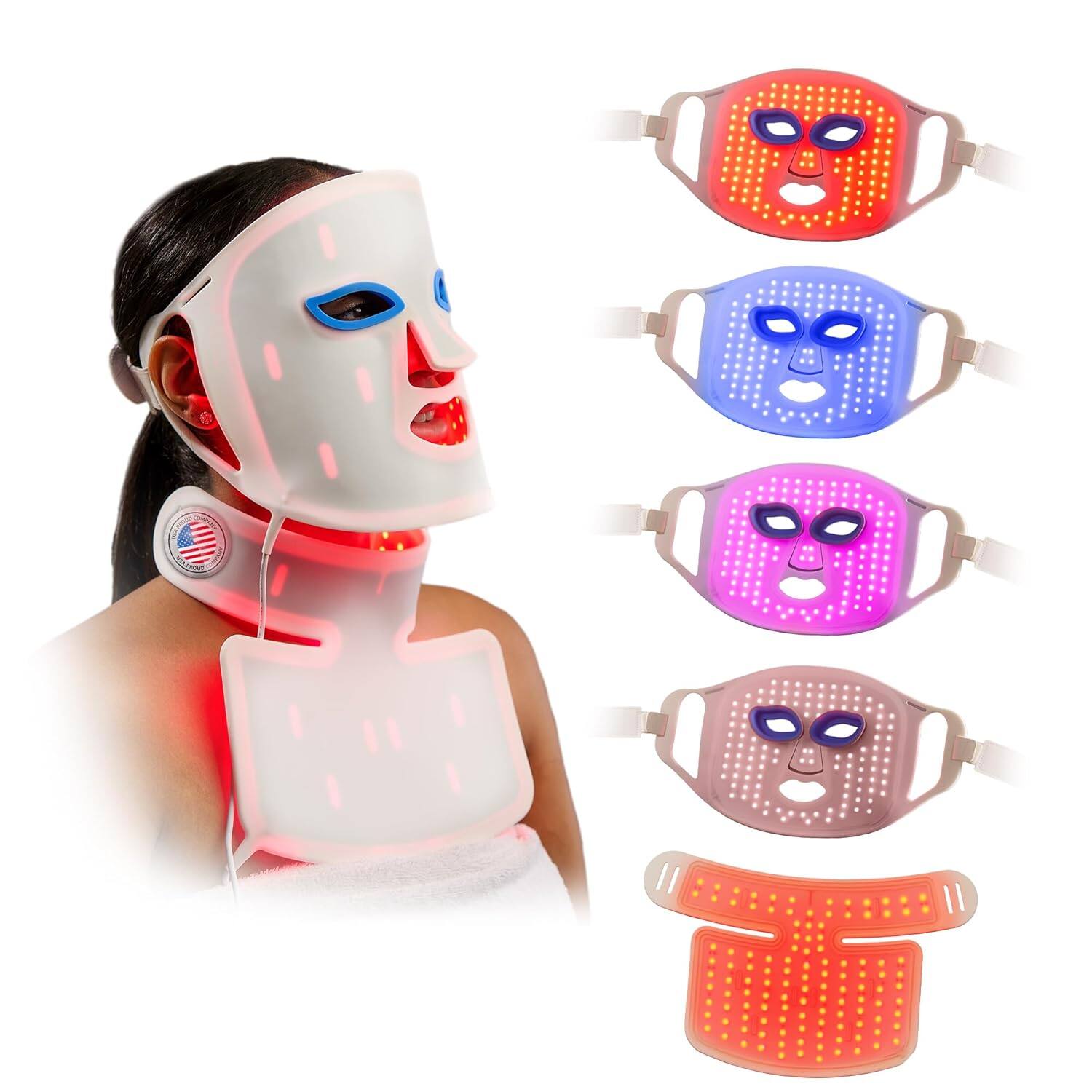 LifePro - LED Light Therapy Mask Red Light Mask for Face and Neck At Home Skin Care - White