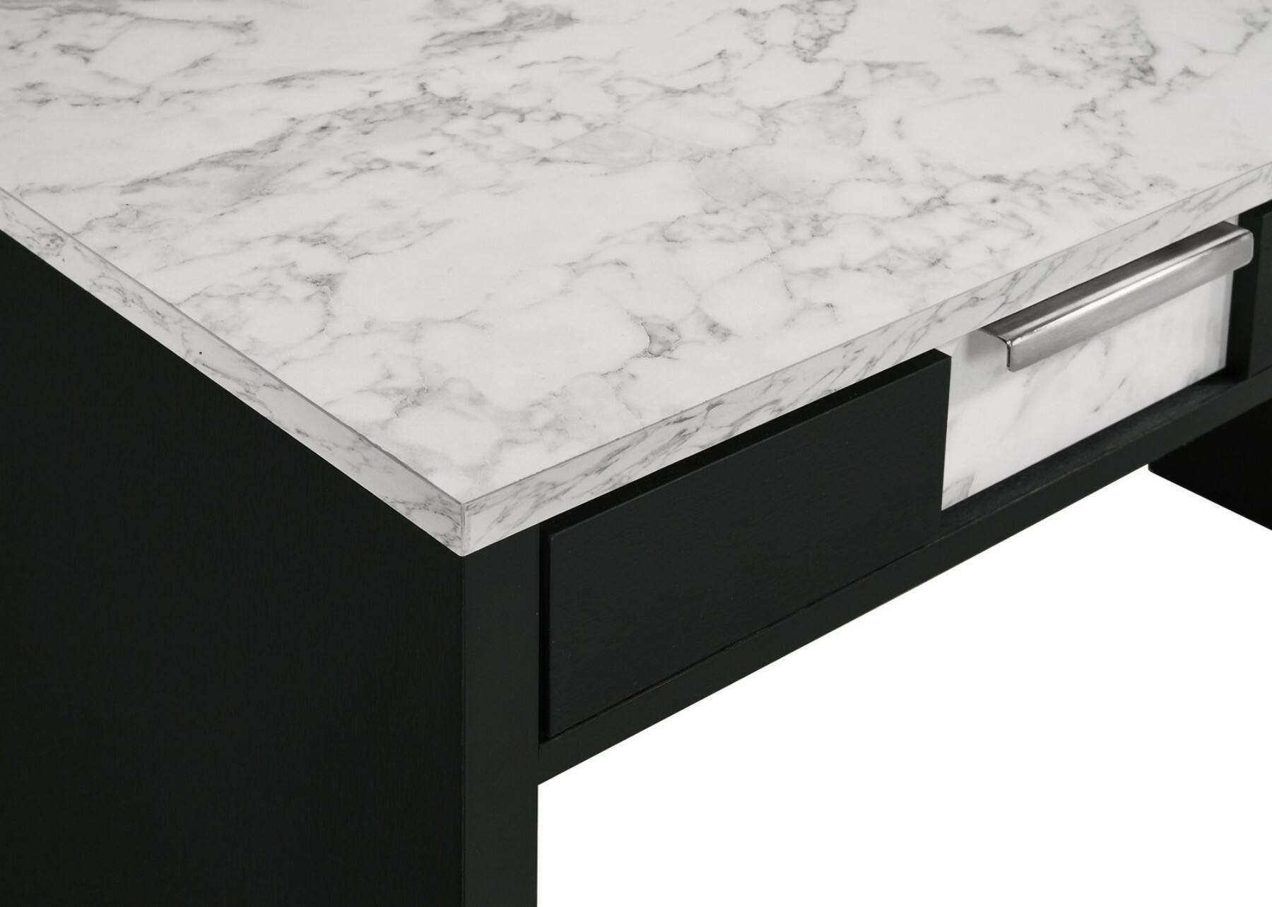 Alt View 8. Glintex - 47.9" Modern Writing Desk with Faux Marble Top, Integrated Storage Drawers, Sleek Finger Pulls, Durable Construction - Black,White.