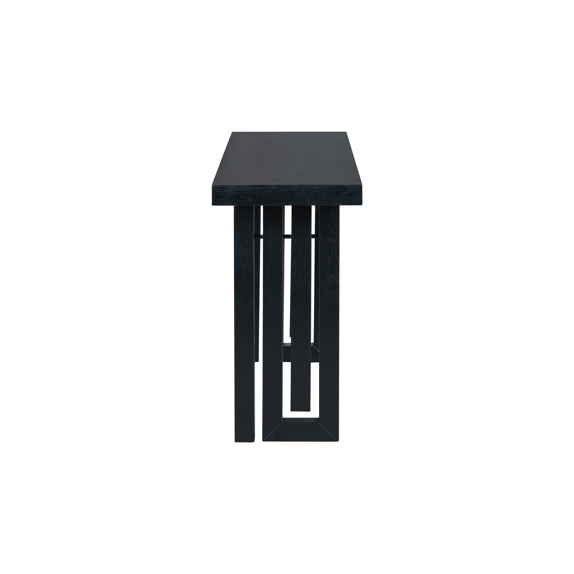 Alt View 1. TinyHomie - Uniquely Designed Oak Veneer Console Table with Distinctive Side Shapes Suitable for Entryway Hallway Living Room Foyer - Black.