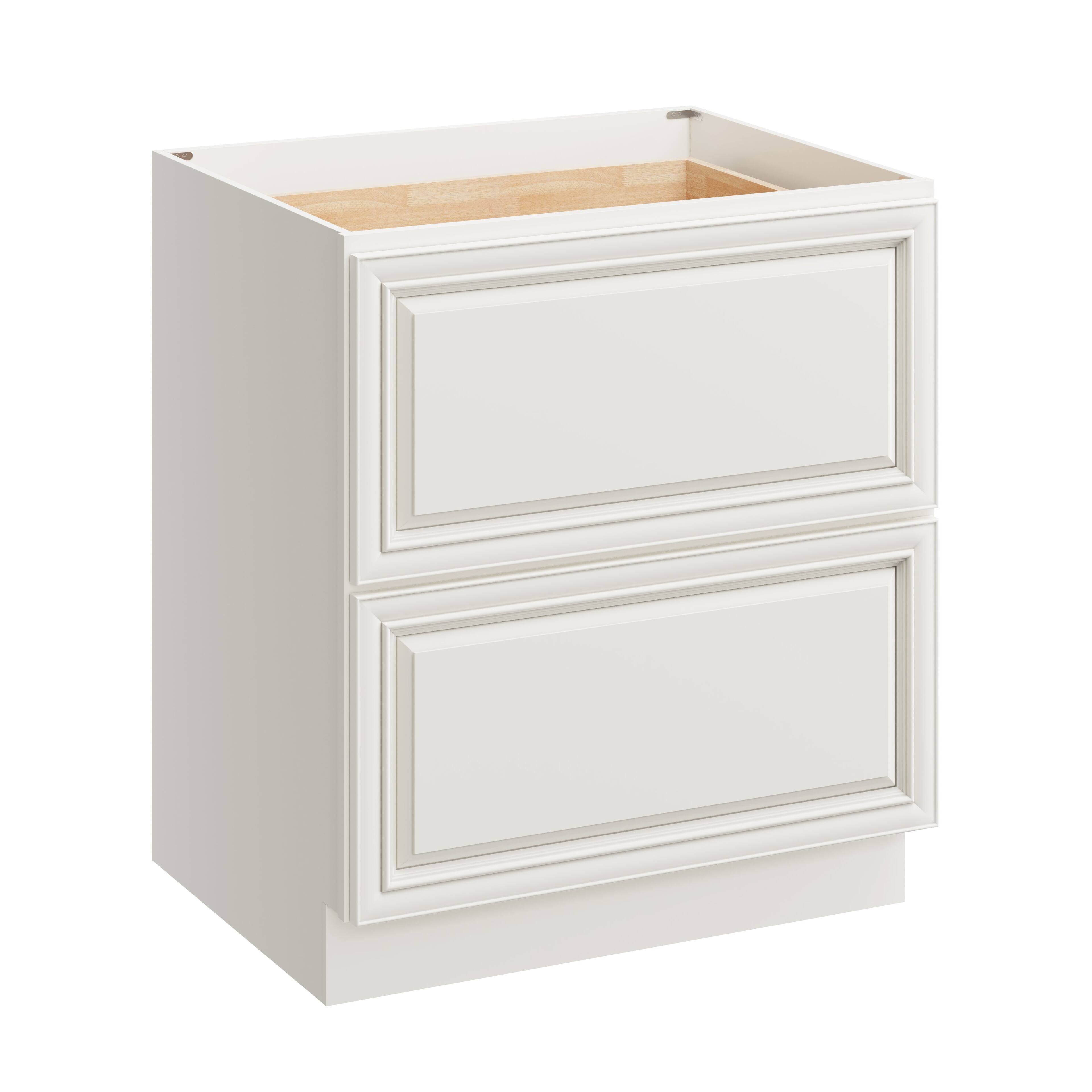 Front. Boyel Living - 30 Inch Pearl White 2 Drawer Kitchen Base Cabinet with Soft Close - Pearl White.
