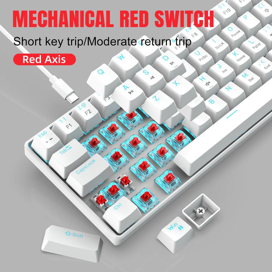 Switch Type Portable Computer Cedar Assembly Portable 60 Mechanical Gaming Ice Blue Led Backlit Mini ...