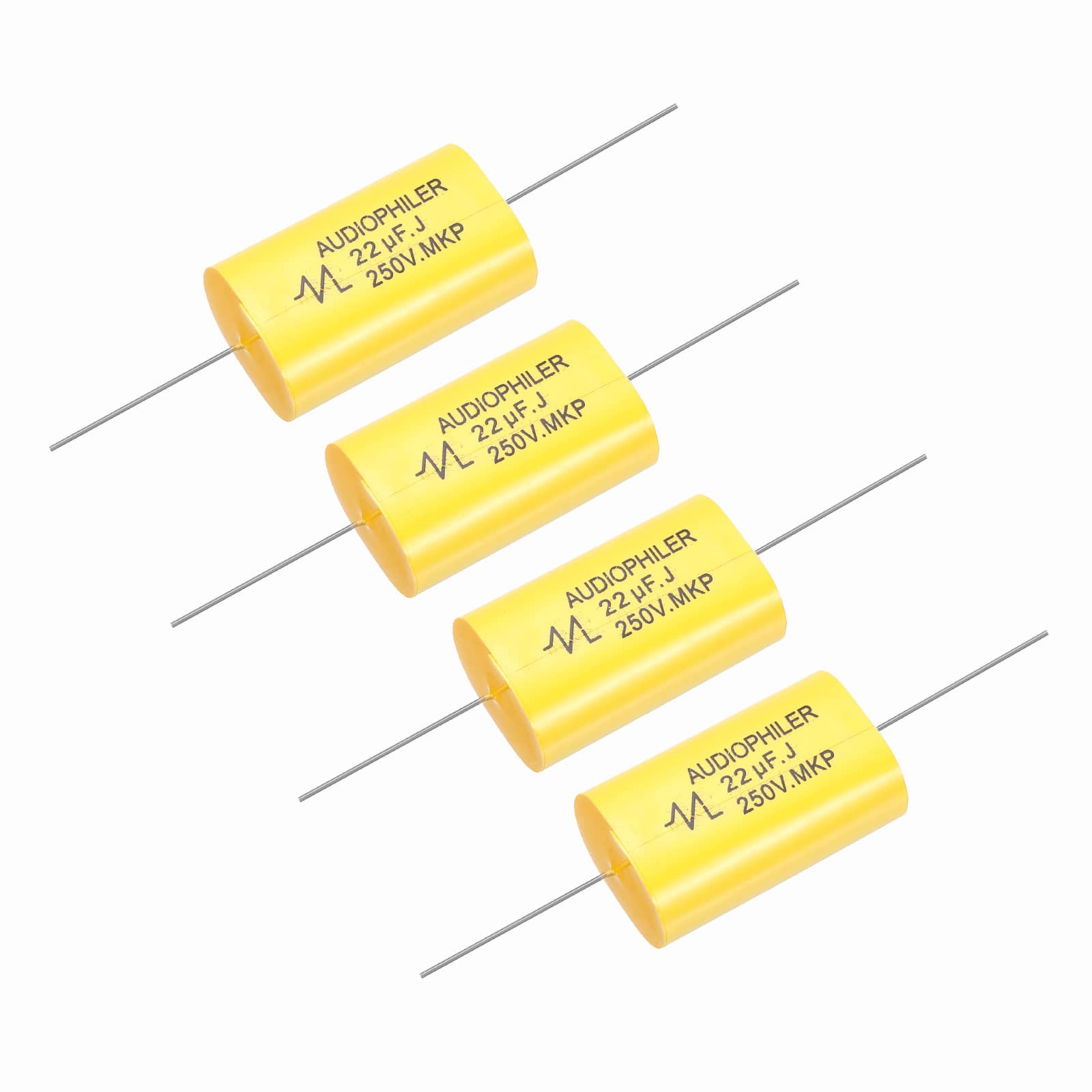 Unique Bargains - 4pcs 22uF High-Frequency Divider Capacitor, 250V Audio Speaker Crossover Non-Polarity Polypropylene MKP Film Capacitors - Yellow price history on PriceWatchPro