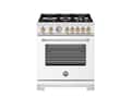 Bertazzoni - 30" Master Series 4.7 Cu. Ft. 5-Burner Freestanding Dual Fuel Range - Bianco Matt/Gold - White