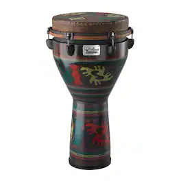 Remo - 12-inch Mondo Djembe Drum with Acousticon Shell and Skyndeep Drumhead - Adinkra Finish
