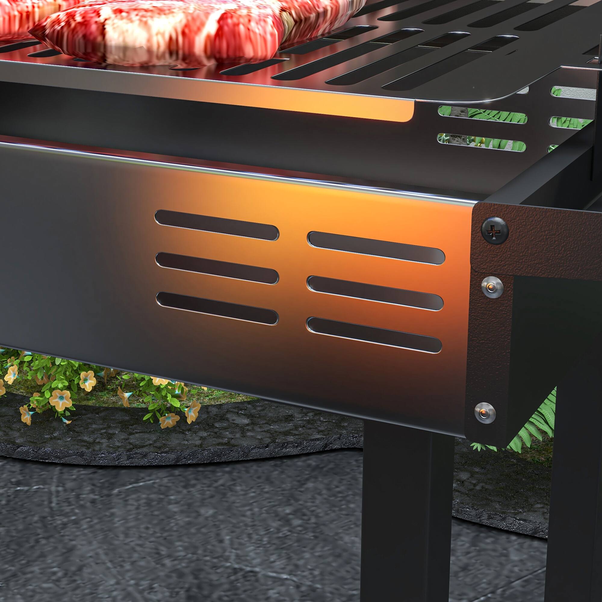 Alt View 7. Outsunny - BBQ Rotisserie Grill Roaster, Charcoal Split Roaster for Chicken or Turkey with 3-Level Grill Grate - Black.