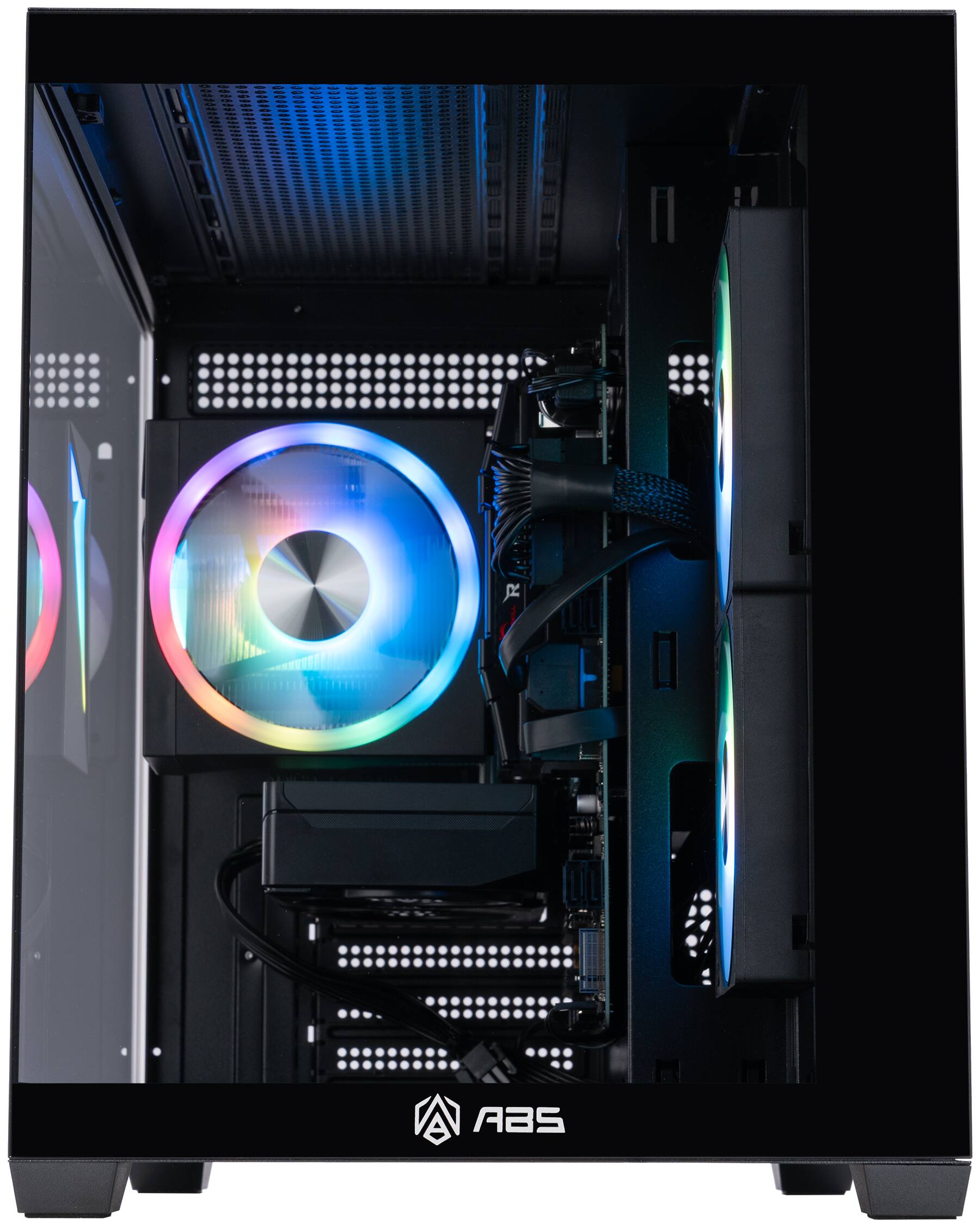 Angle. ADVANCED BATTLESTATIONS - ABS Flux II Aqua Gaming PC - Windows 11 - Intel Core 5 120 - Nvidia GeForce RTX 5060 8GB - 32GB DDR4 - 1TB SSD - black.