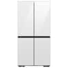 Front. Samsung - Bespoke 22 cu. ft. Counter Depth 4-Door French Door Refrigerator with Zero Clearance Fit - White Glass.