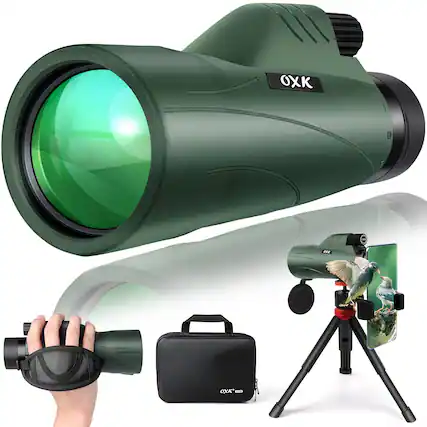 Front. DORLUKFU - 12x56 High Power Monocular Telescope for Adults | Comes with Smartphone Adapter Tripod Travel Bag | Bird Watching.
