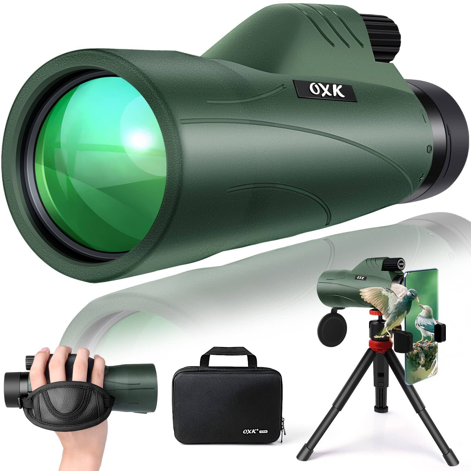 Front. DORLUKFU - 12x56 High Power Monocular Telescope for Adults | Comes with Smartphone Adapter Tripod Travel Bag | Bird Watching.