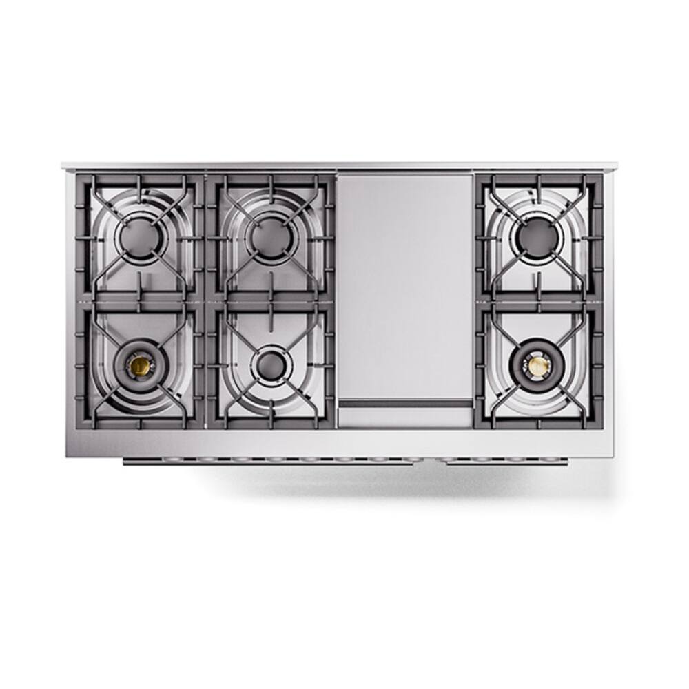 Alt View 2. ILVE - ILVE Professional Plus II Series 48 in. Dual Fuel Range with 8 Sealed Burners + Griddle (Liquid Propane, Satin Trim) - Graphite Matte.