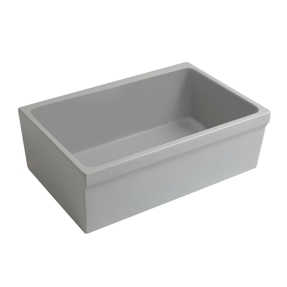 Left. Whitehaus - Glencove 30" Reversible Matte Kitchen Fireclay Sink - Gray.