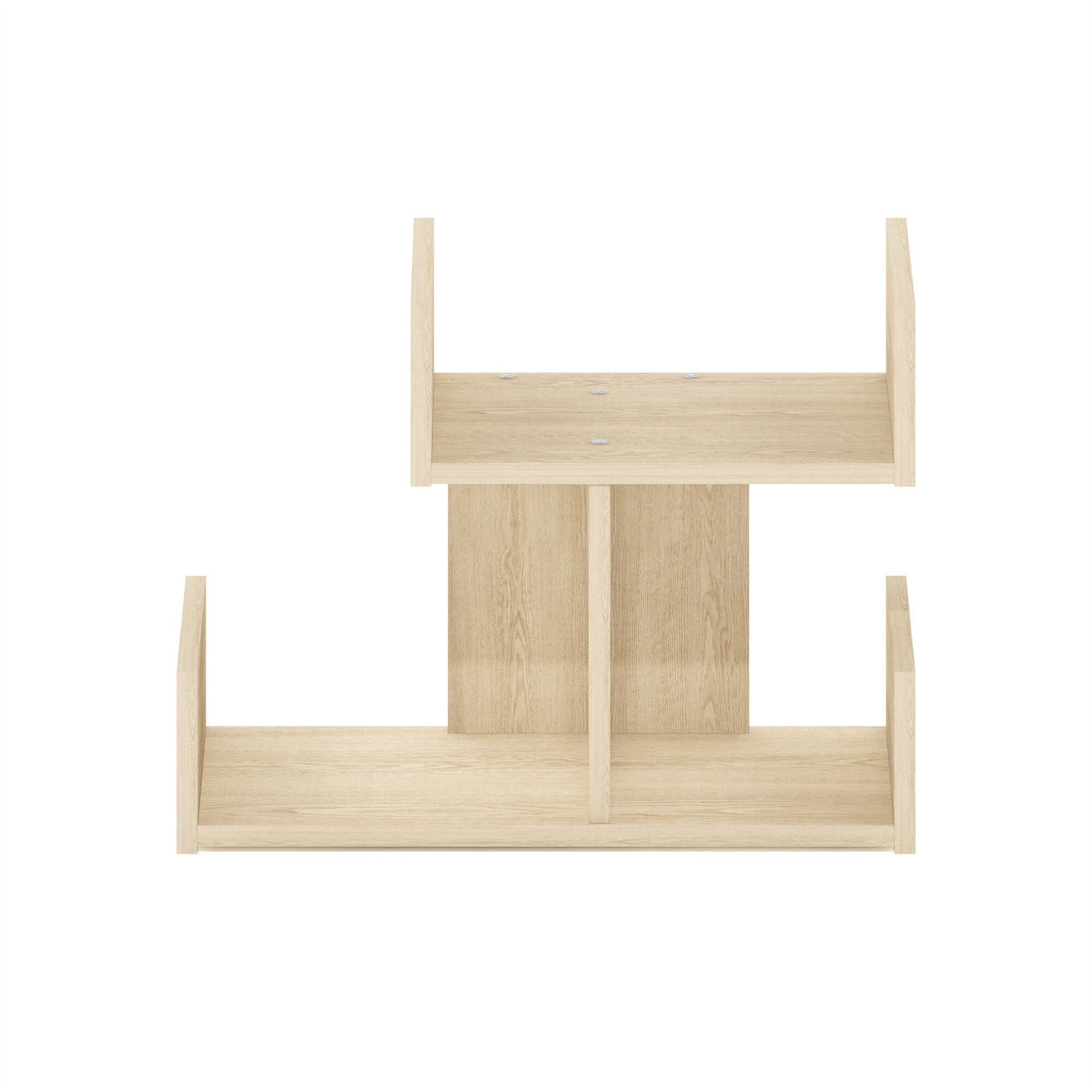Alt View 2. Furinno - Hermite Wooden Desktop Bookshelf Storage Organizer for Home and Office Supplies - Bauhaus Oak.