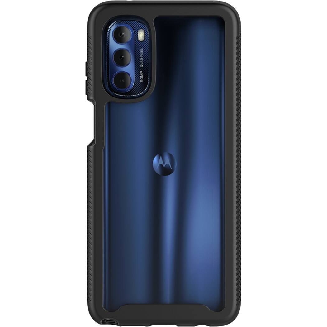 Front. SaharaCase - GRIP Series Case for Motorola G Stylus 4G 2022 - Black/Clear.
