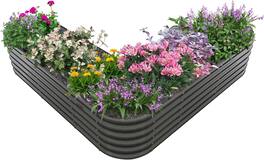 A Anleolife - Metal Freefom Heart-Shaped Raised Garden Bed Planter Box for Planting Vegetables (81 in. L x 81 in. W x 18 in. H) - Gray