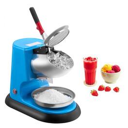 Glintex - Commercial Ice Crusher 220 lbs/hr, 300W 4-Blade Electric Snow Cone Maker with Bowl & Cover for Home & Business - Blue