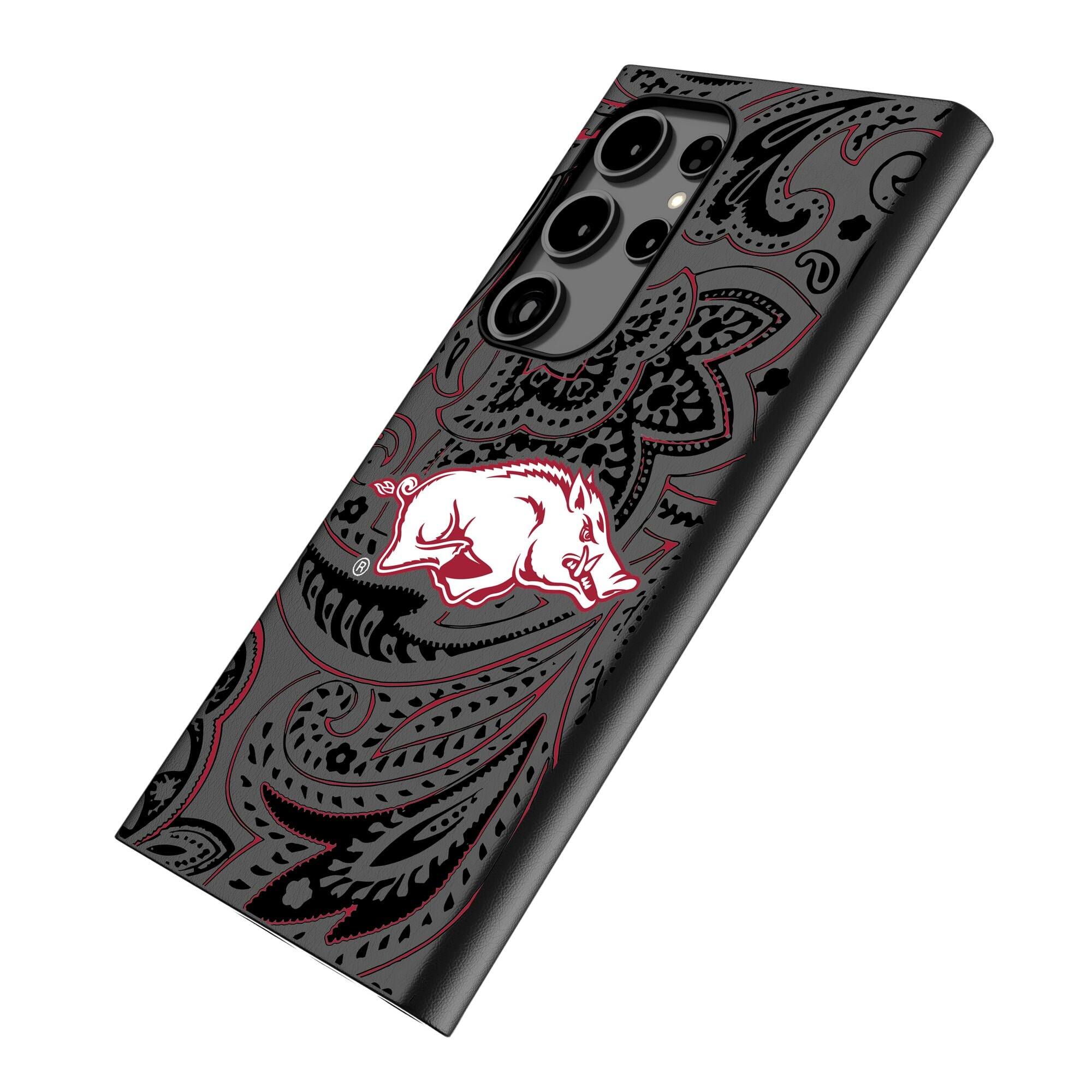 Alt View 1. Keyscaper - Arkansas Razorbacks Paisley Galaxy Magnetic Bump Case - S24 Ultra - Black.