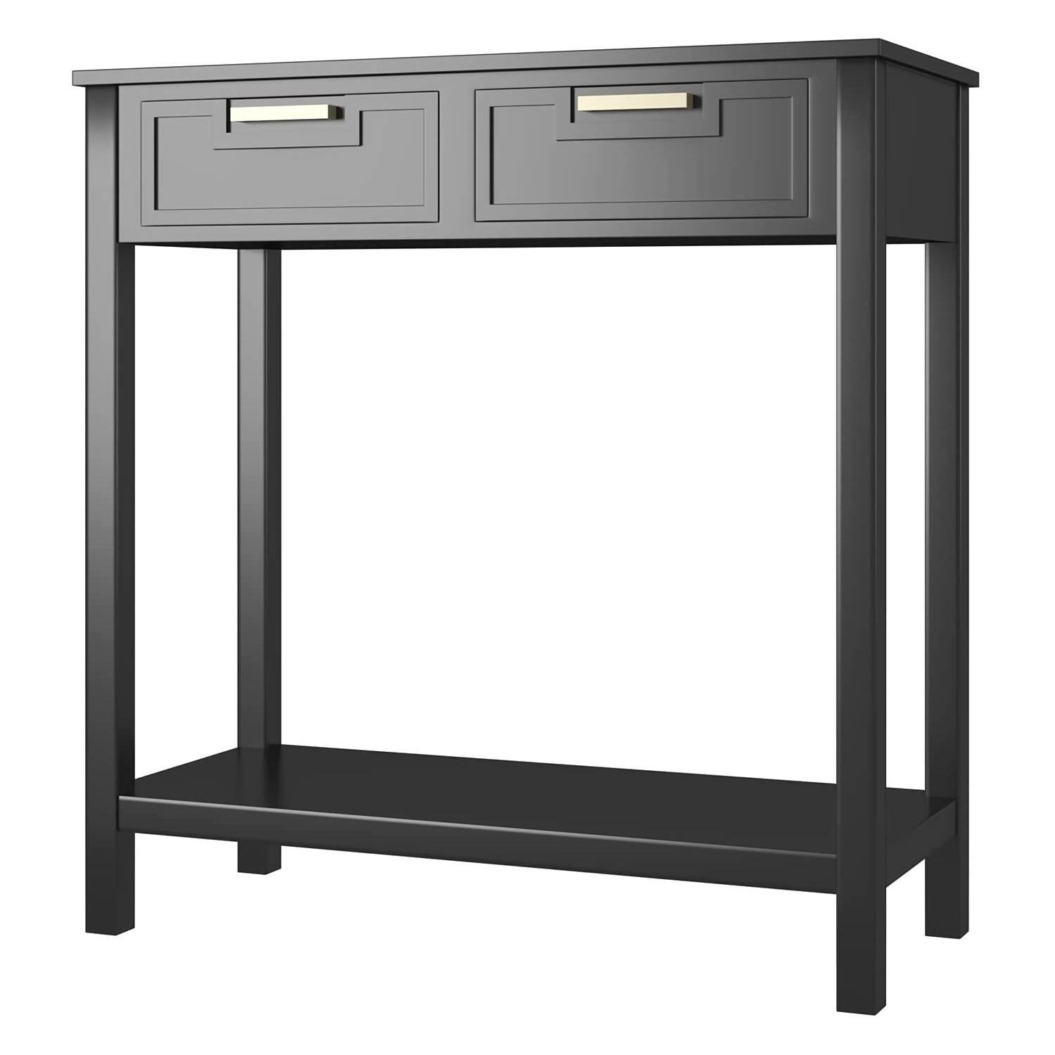 Hivvago - Modern Entryway Accent 2 Drawer Sofa Side Table - Black