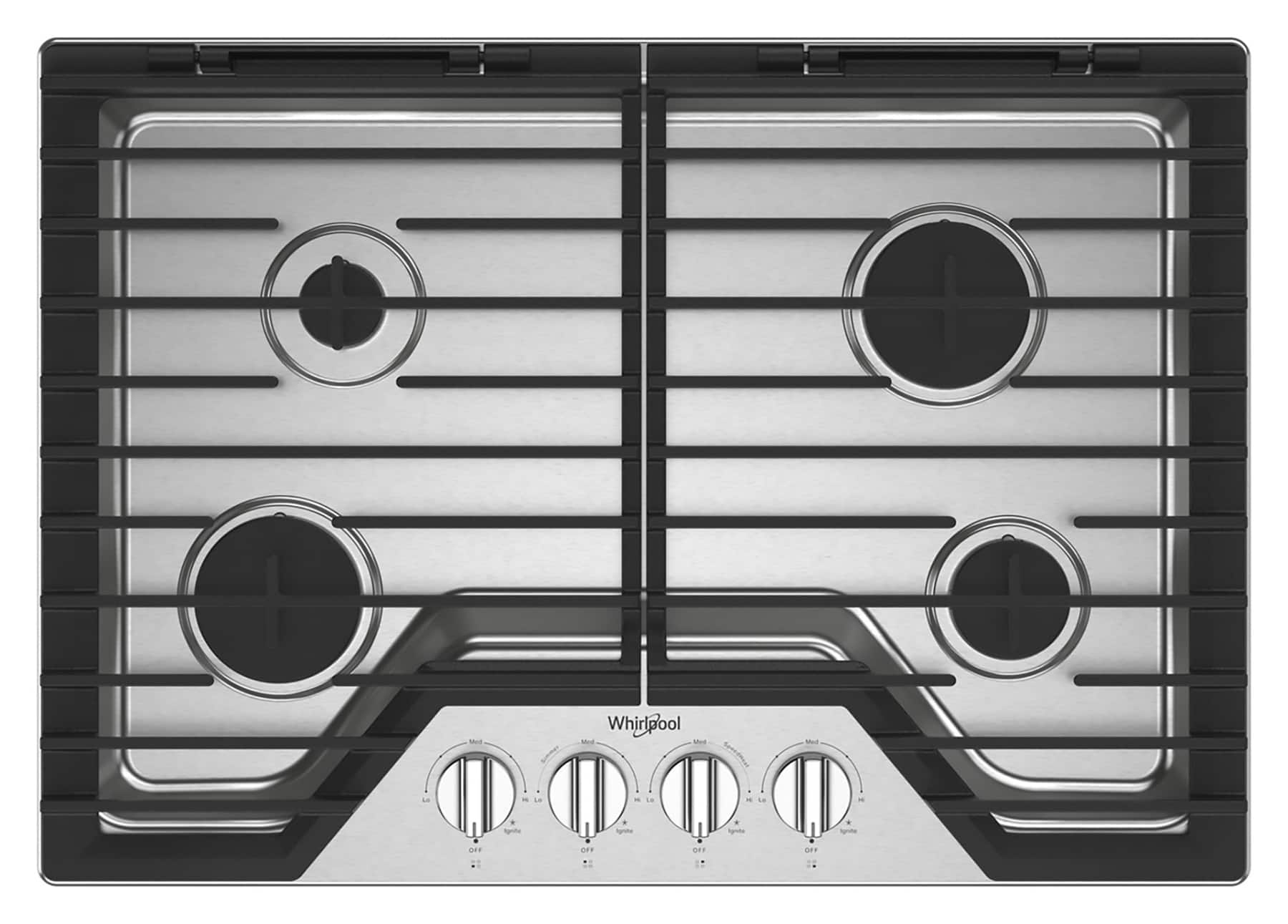 Whirlpool - 30" Built-In Gas Cooktop with 4 Burners and EZ-2-Lift Hinged Cast-Iron Grates - Stainless Steel