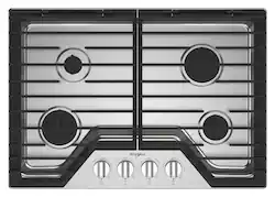 Whirlpool - 30" Built-In Gas Cooktop with 4 Burners and EZ-2-Lift Hinged Cast-Iron Grates - Stainless Steel - Front_Zoom