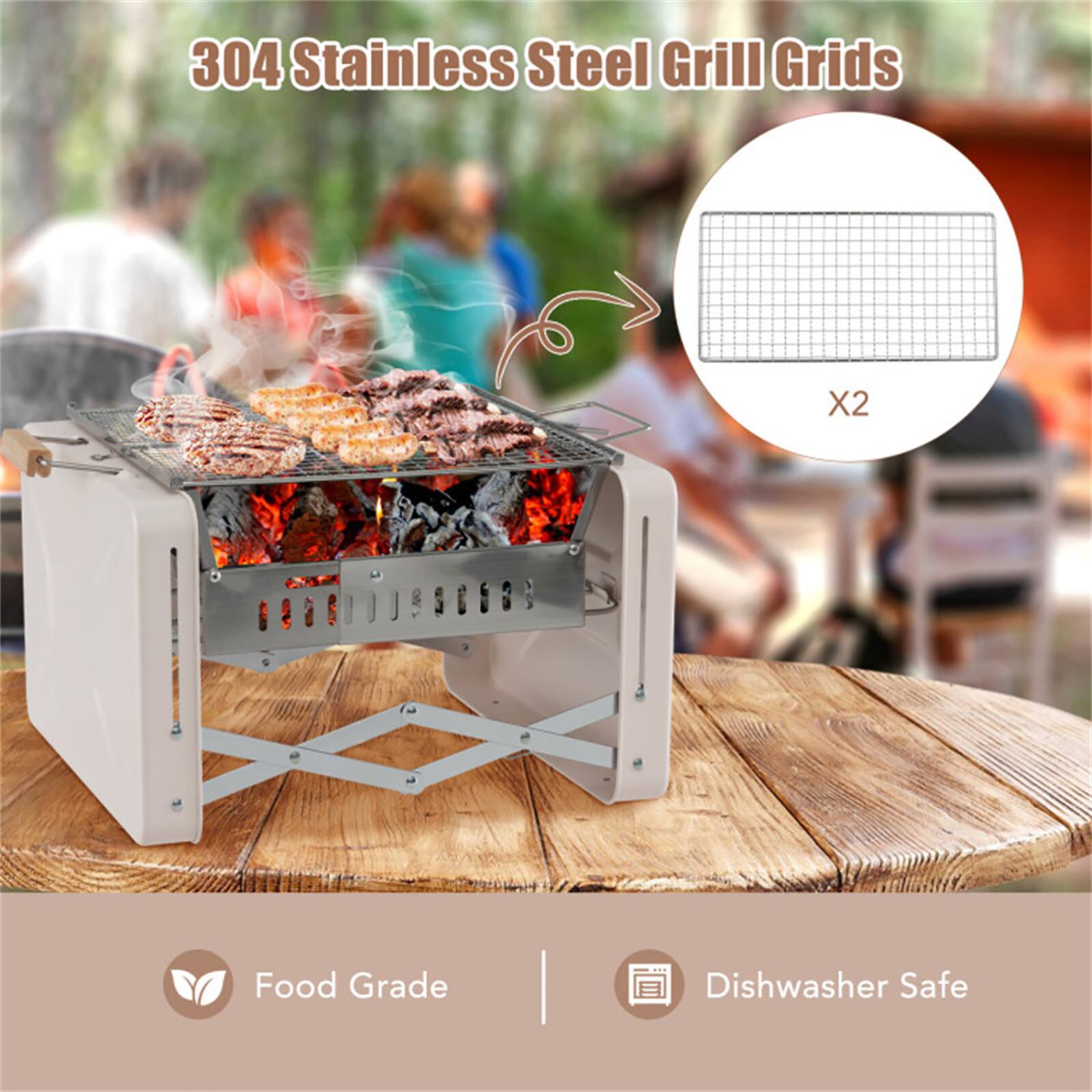 304 Stainless Steel Grill Grids X2  
Food Grade  
Dishwasher Safe