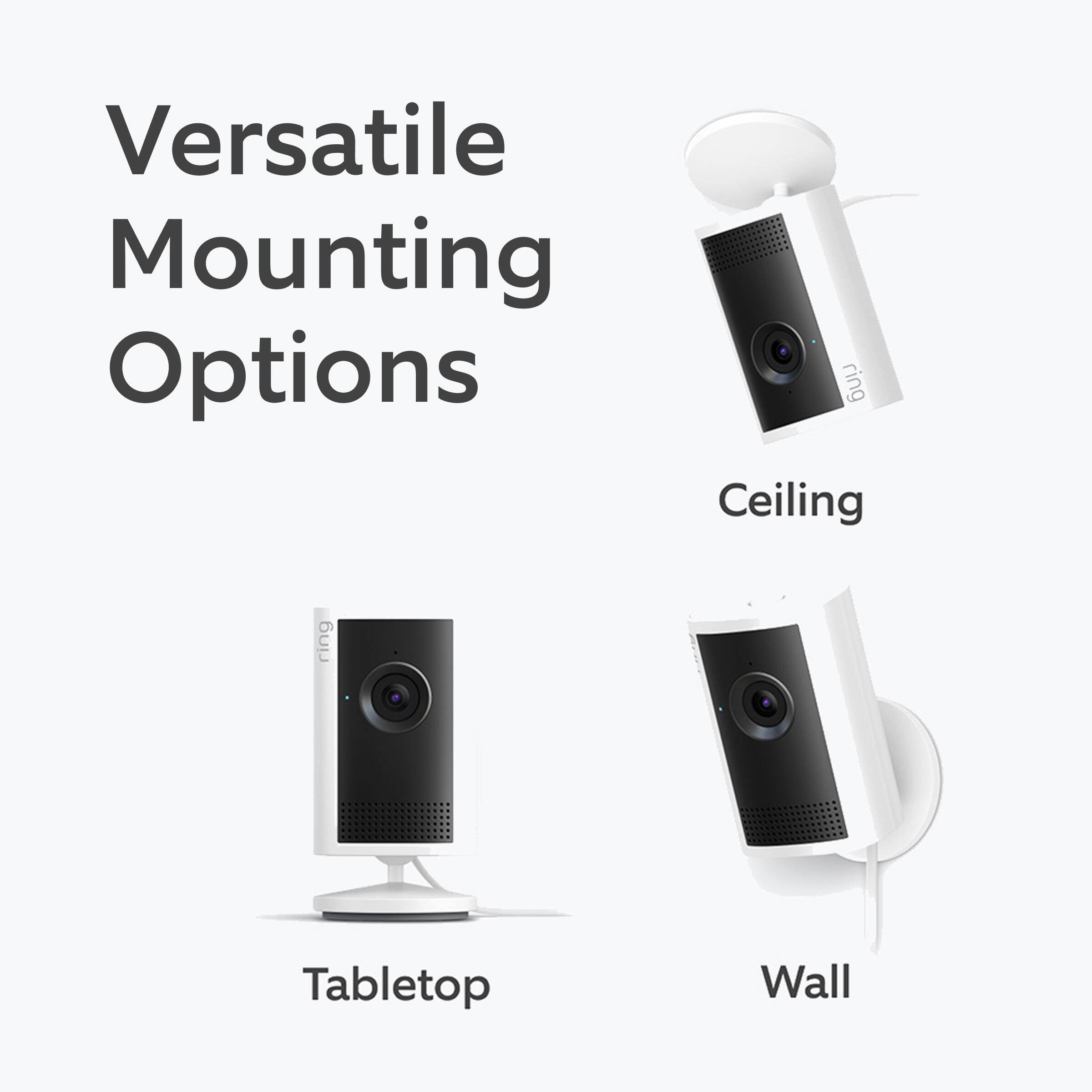 Versatile Mounting Options

Ceiling

Tabletop

Wall