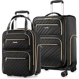 LUGGEX - Carry On Luggage, Expandable Softside Lightweight Rolling Suitcase UDK - LX-UX - Black