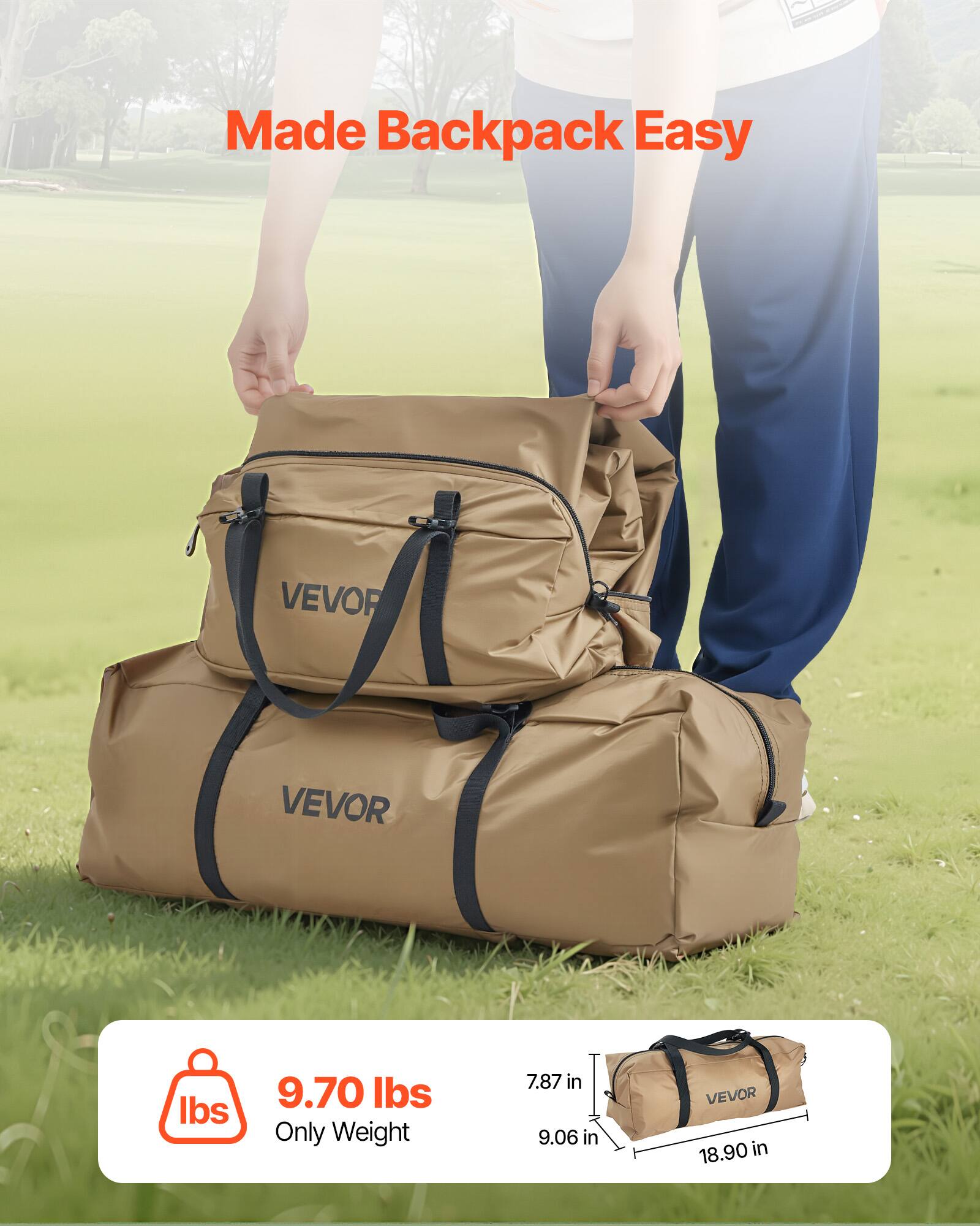 Made Backpack Easy

VEVOR

9.70 lbs Only Weight

7.87 in x 9.06 in x 18.90 in