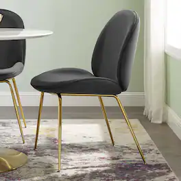 Scoop Gold Stainless Steel Leg Performance Velvet Dining Chair by Modway - Black