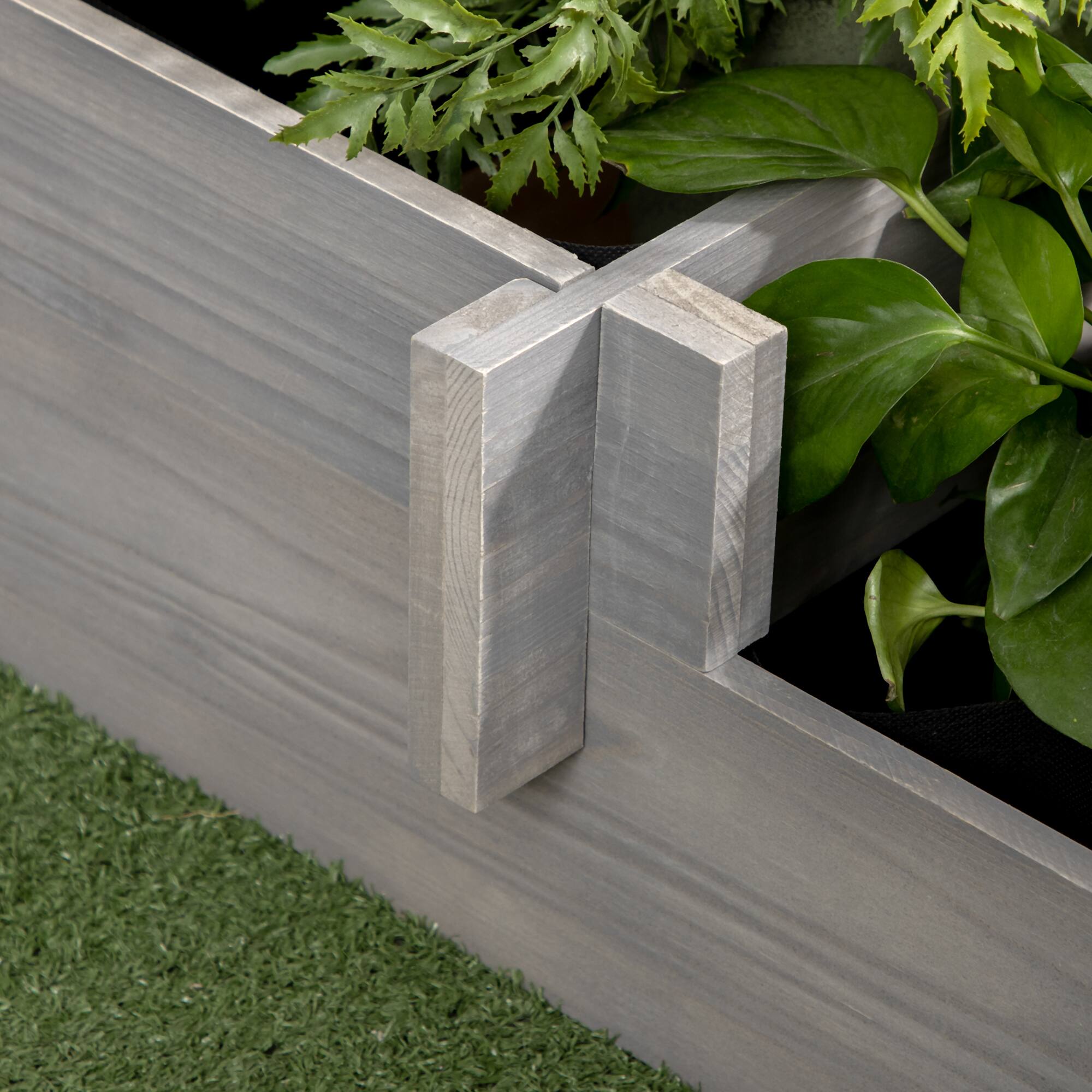 Alt View 8. Outsunny - 3-Tier Raised Garden Bed with 5 Compartments and Bed Liner, Fir Wood Elevated Planter Box, for Vegetables 37 x 37 x 14in - Gray.