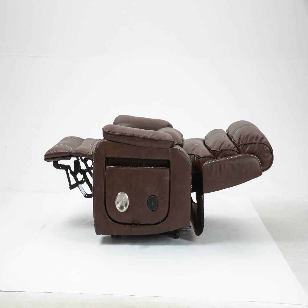 Alt View 7. Loheer - Loheer Power Lift Recliner 180 Degree Lay Flat Big and Tall - Brown.