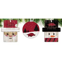 Fan Creations - Arkansas Razorbacks 3-Pack Ornament Set - Multicolor