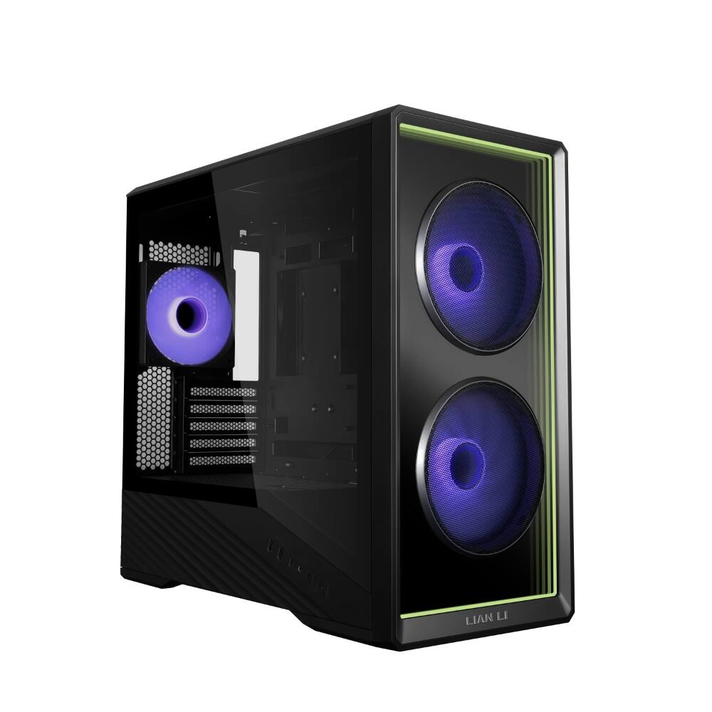 Angle. Lian Li - Vector V150 INF Micro ATX PC Case, Infinity Mirror Front Panel, 2 x 140mm + 1 x 120 mm ARGB PWM Fans, V150INFX - Black.
