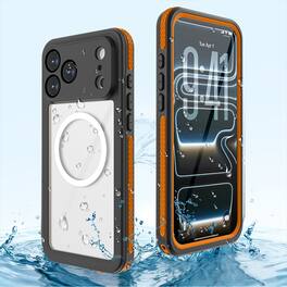 Dteck - IP68 Waterproof Case for Apple iPhone 17 Pro Max with Built-in Screen Protector, 360 Clear Full Body Shockproof Cover - Orange