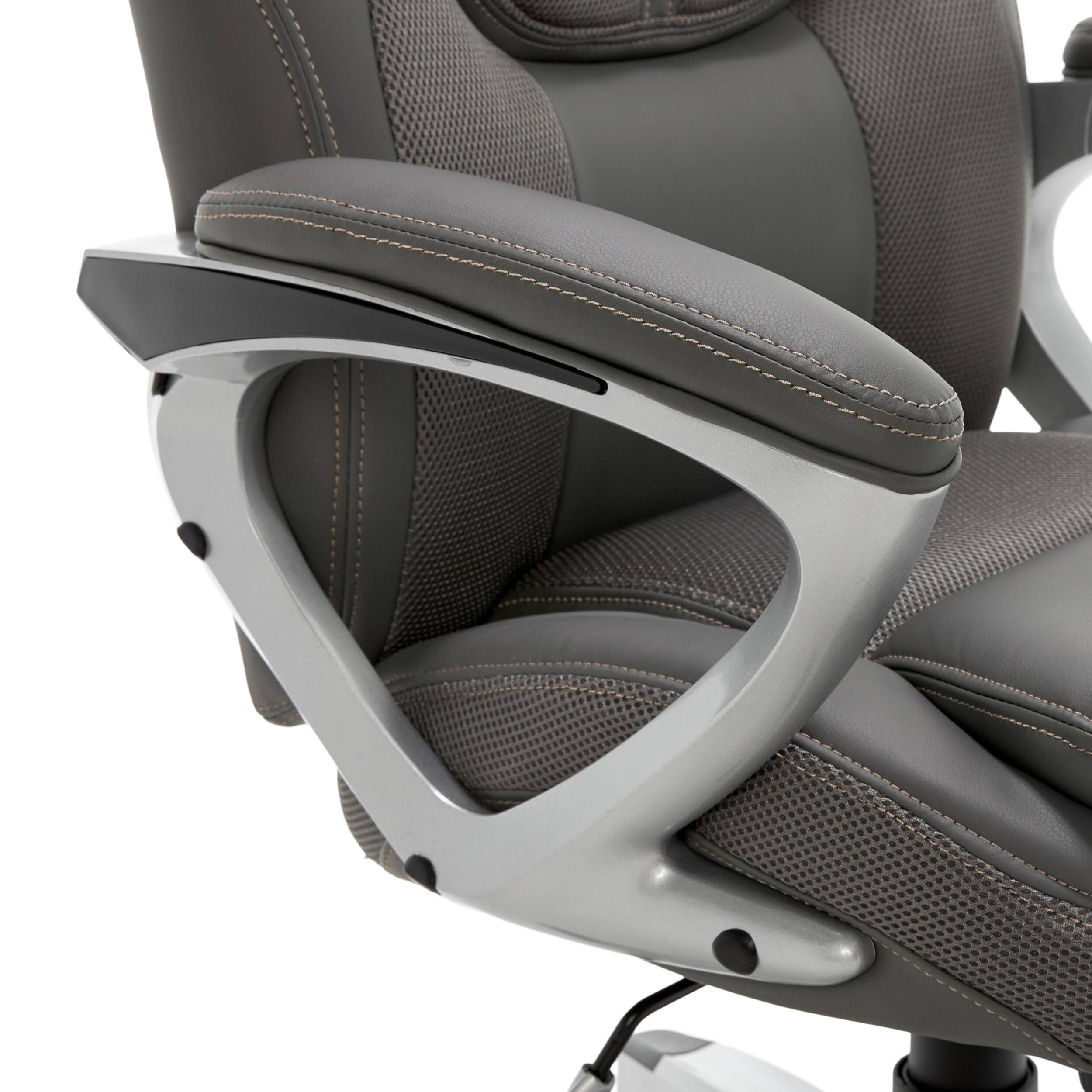 Alt View 15. Serta - Executive Office Chair with Ergonomic Lumbar Support Padded Arms Modern Computer Chair Swivel Leather and Mesh - Duo Gray.