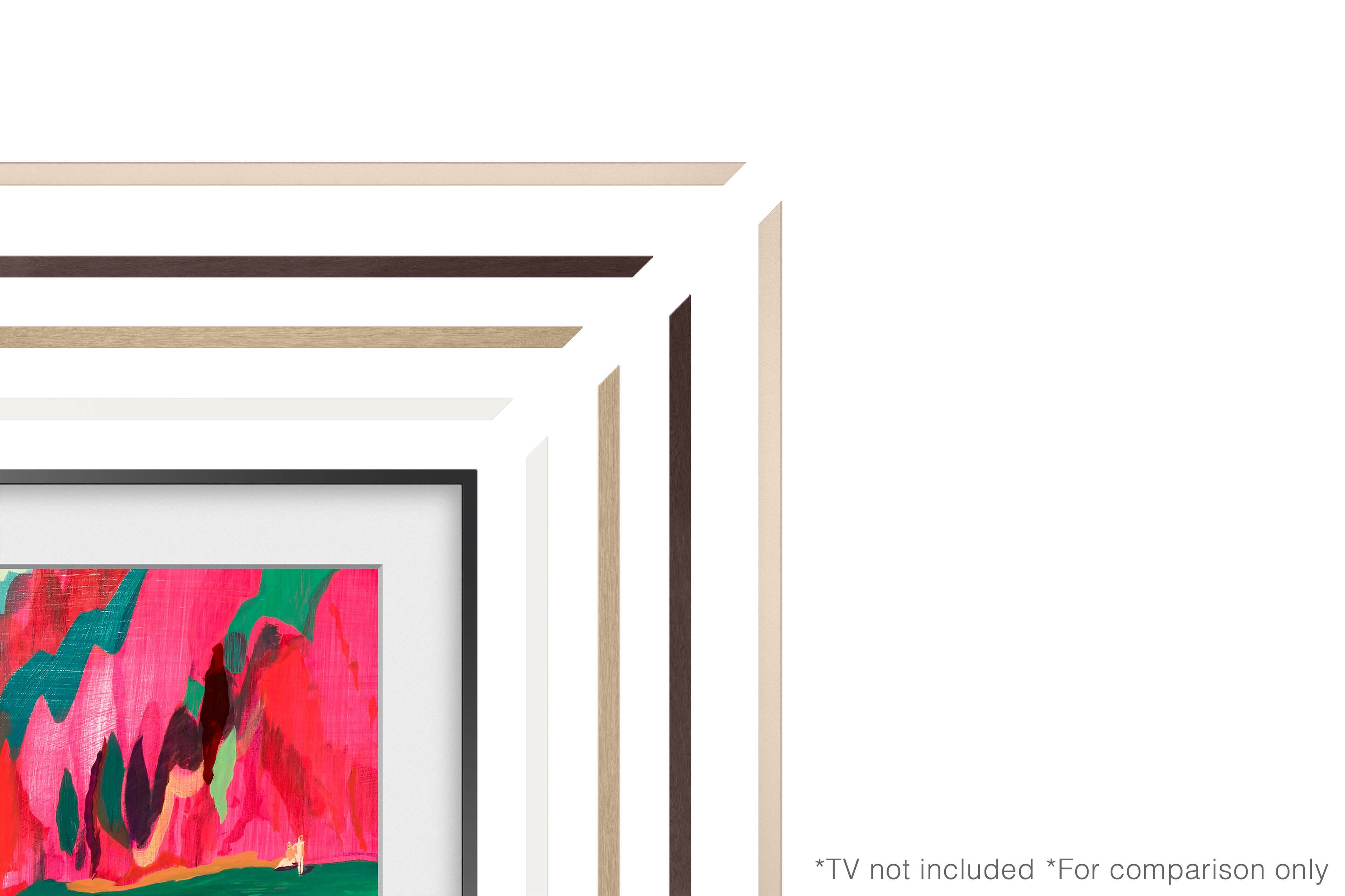 The text on the image reads "TV not included *For comparison only".