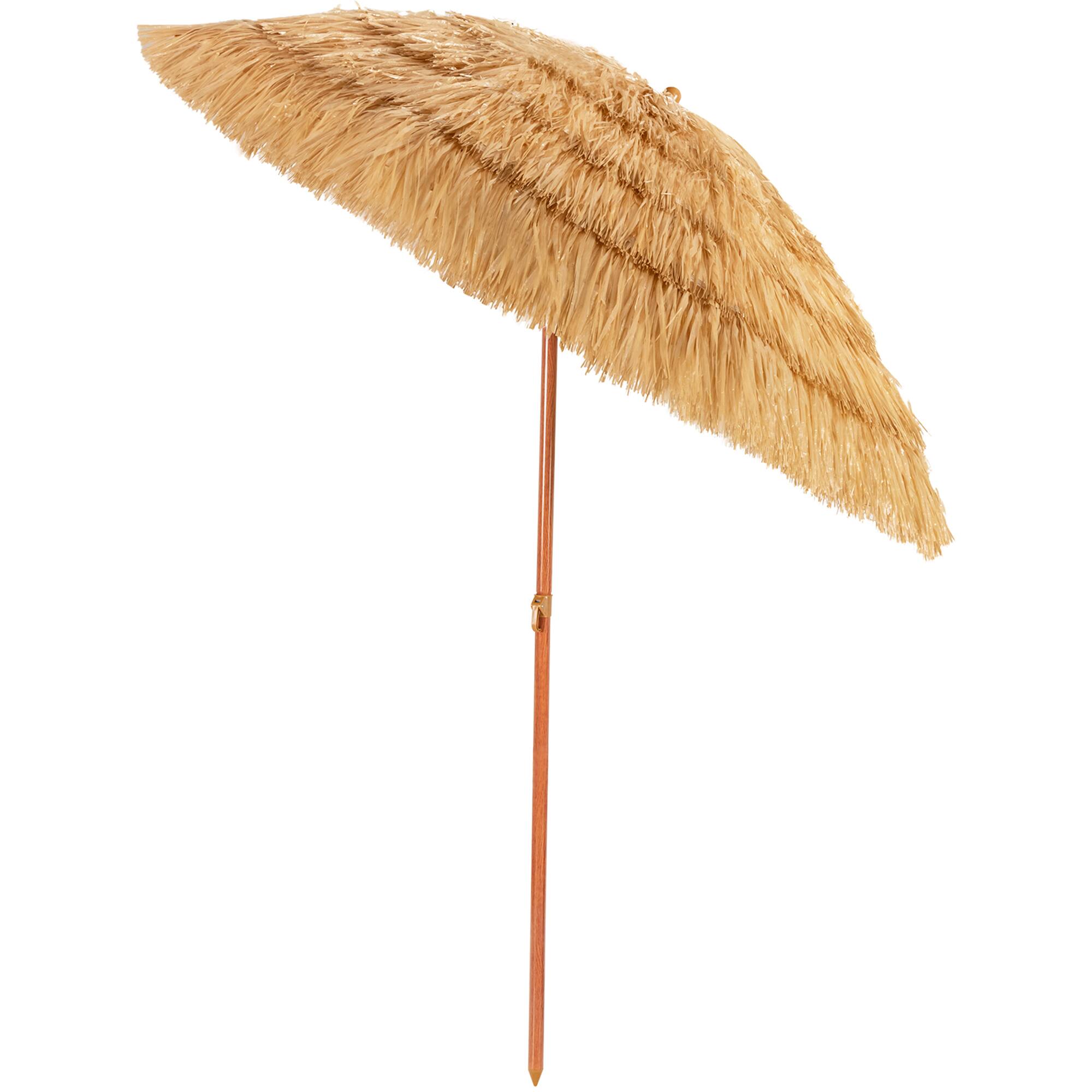 Alt View 9. Gymax - Gymax 6.5ft Thatch Tiki Beach Umbrella Outdoor Patio Umbrella w/ Adjustable Tilt - Khaki.