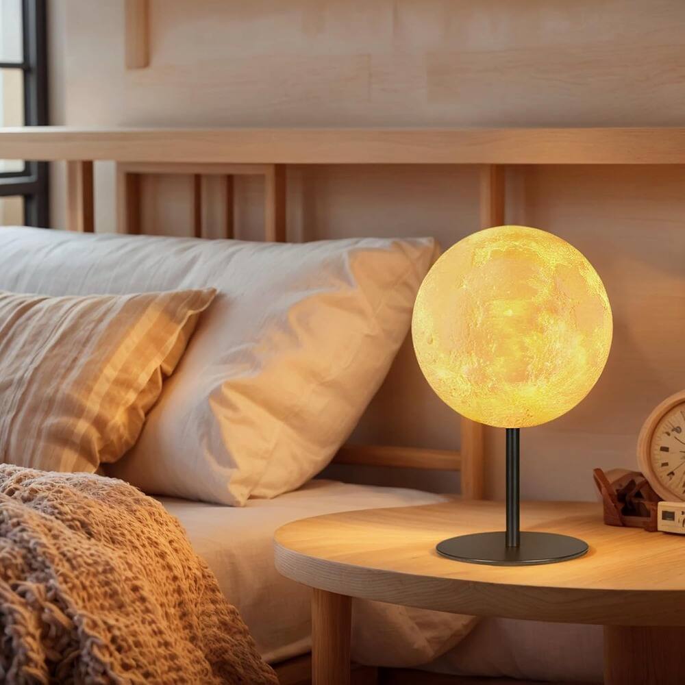 Back. MOSZAR LLC - Moon Table Lamp, 30 Modes Night Light for Bedroom & Desk.