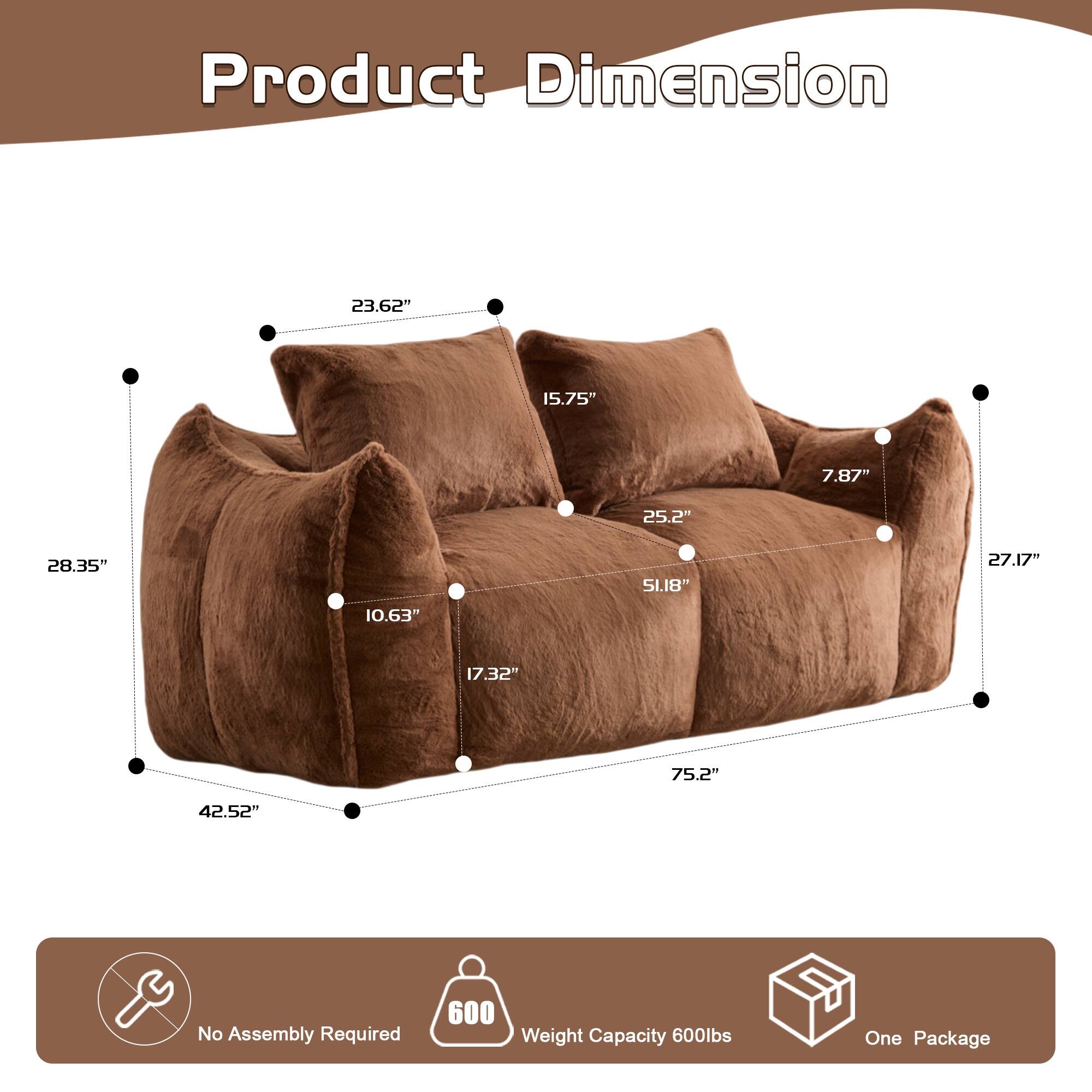 Product Dimension: 23.62" x 15.75" x 7.87" x 25.2" x 28.35" x 51.18" x 27.17" x 10.63" x 17.32" x 75.2" x 42.52"  
No Assembly Required  
Weight Capacity: 600lbs  
One Package