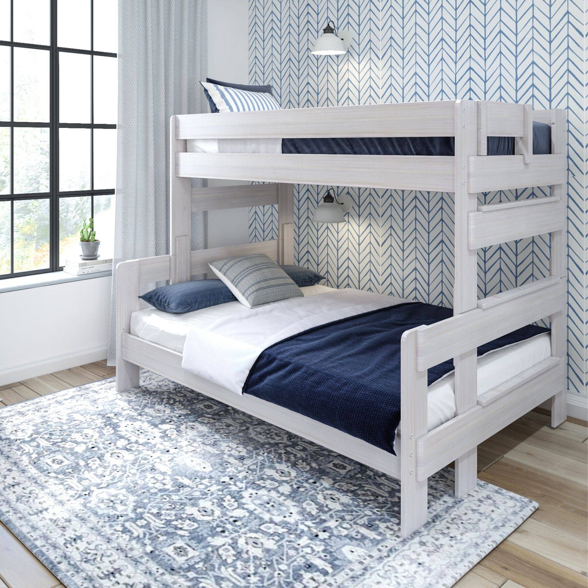 Front. Plank+Beam - Farmhouse Twin over Full Bunk Bed, White Wash - White Wash.