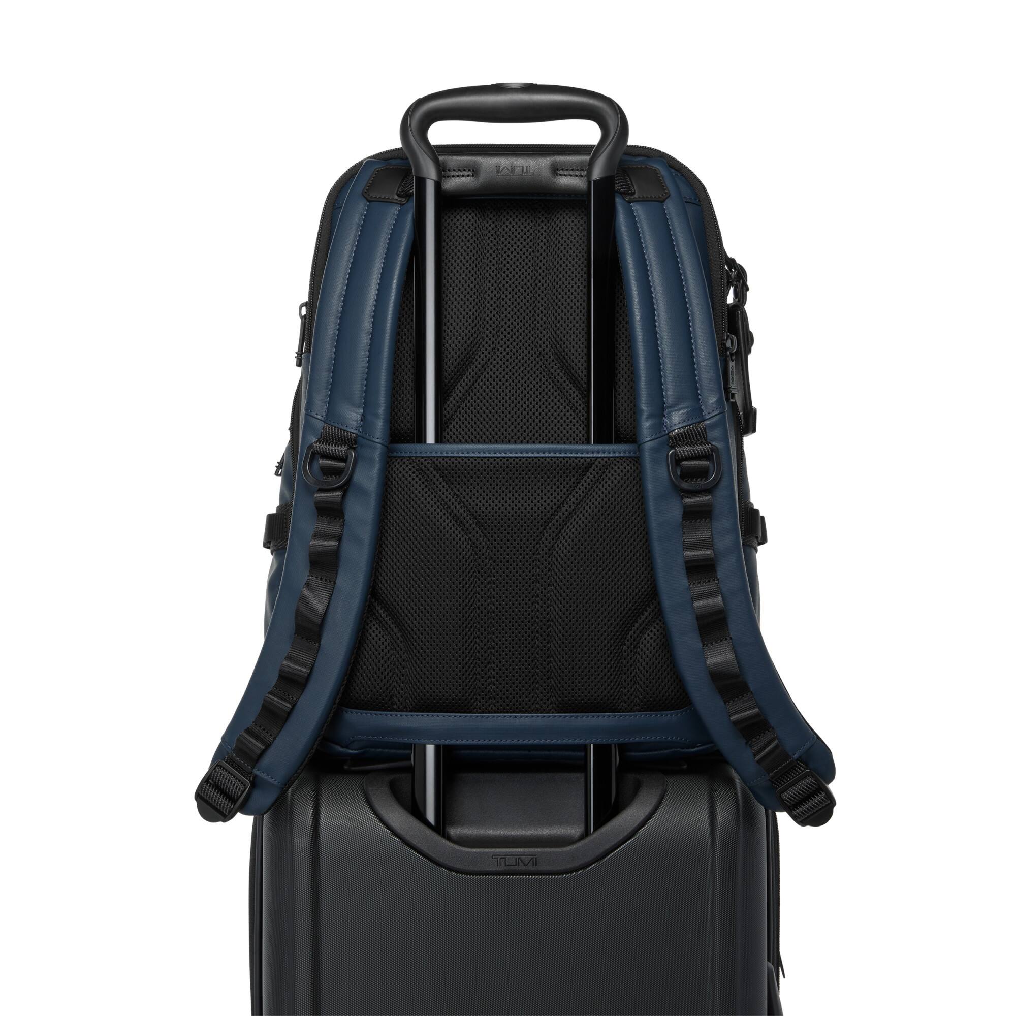 Angle. TUMI - Alpha Bravo Navigation Backpack - Navy Coated Canvas.