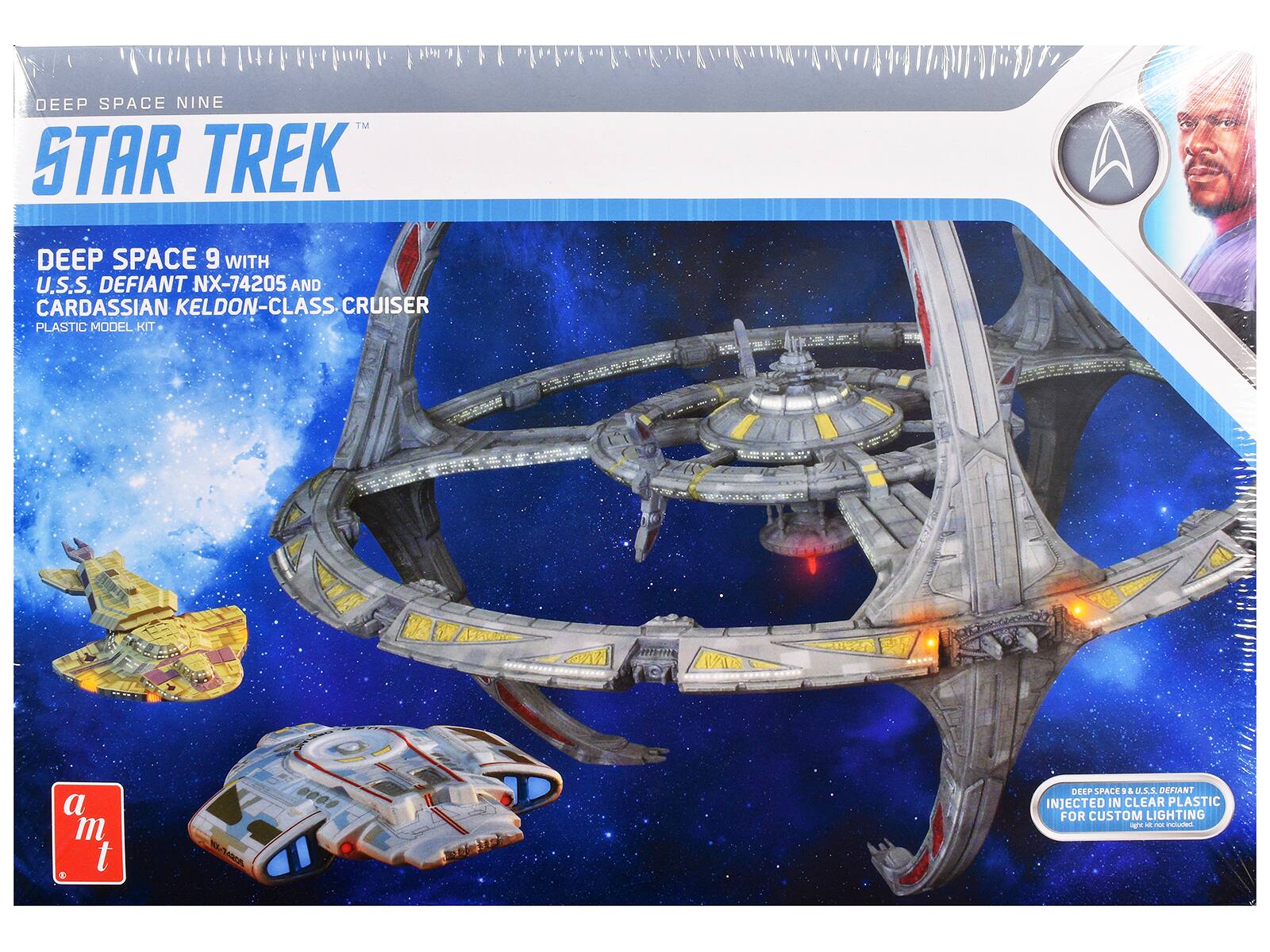 Skill 2 1/3300 Scale Model Kit Deep Space 9 Station with USS Defiant & Keldon-Class Cruiser Star Trek AMT - Multicolor