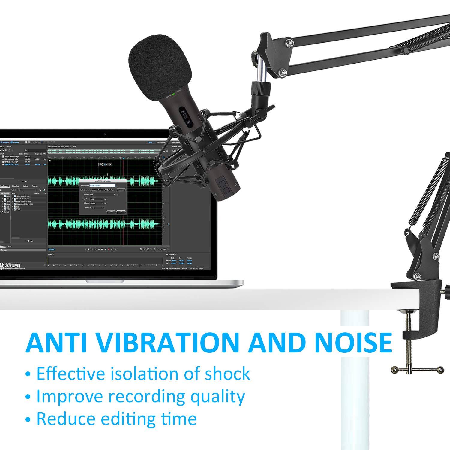 ANTI VIBRATION AND NOISE  
- Effective isolation of shock  
- Improve recording quality  
- Reduce editing time