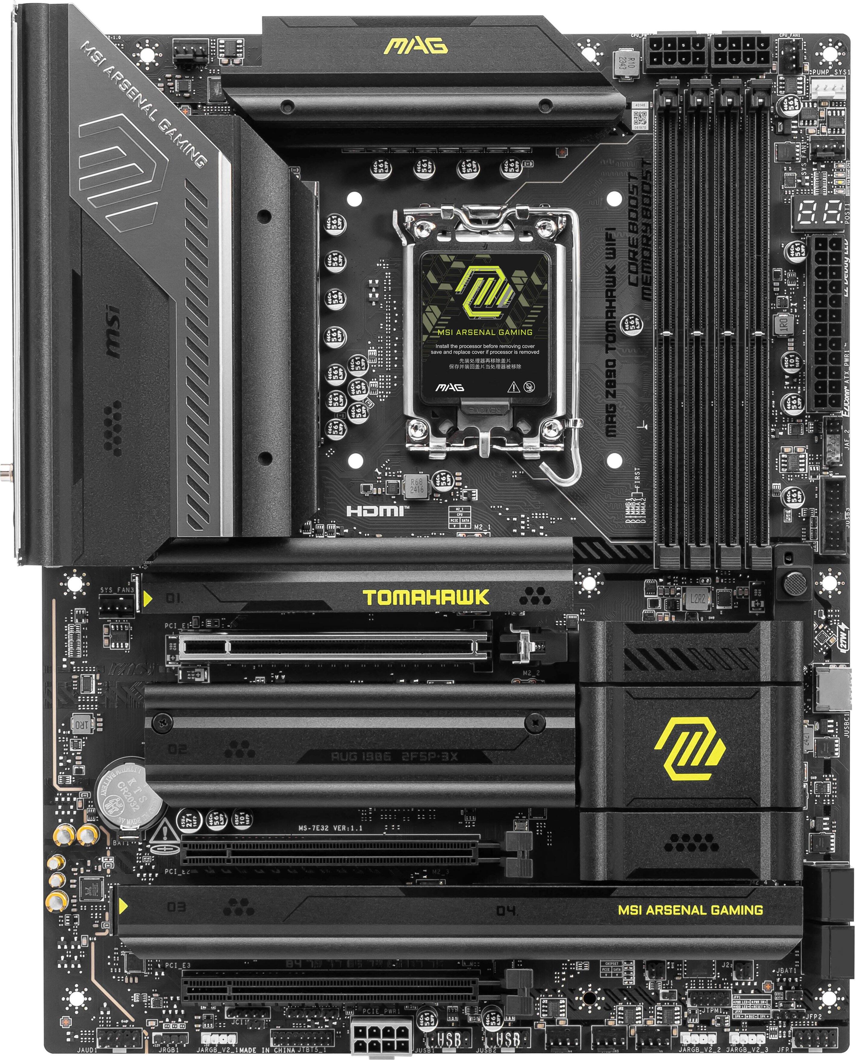 MSI Arsenal Gaming is a brand that specializes in gaming components, such as motherboards and graphics cards. The image features a close-up view of a MSI Arsenal Gaming motherboard, which is designed for high-performance gaming. The motherboard is equipped with a Tomahawk processor and features a black and yellow color scheme. The brand is known for its commitment to delivering high-quality, reliable gaming products that cater to the needs of gamers and enthusiasts.