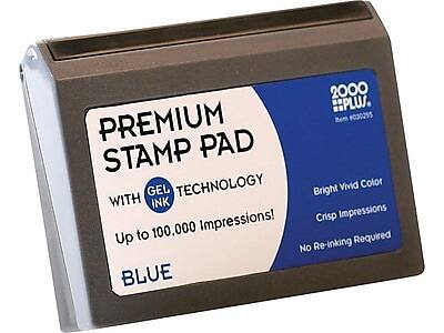 2000 PLUS  
PREMIUM #030255 STAMP PAD  
PREMIUM STAMP PAD  
WITH GEL INK TECHNOLOGY  
Up to 100,000 Impressions!  
BLUE  
Bright Vivid Color  
Crisp Impressions  
No Re-inking Required