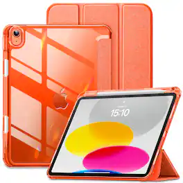 DTTO - Case for iPad A16 11-inch 2025 & 10th Gen 10.9-inch 2022, Matte Slim Hard Back, Soft TPU Frame, Pencil Holder - Orange